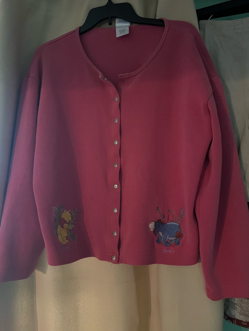 Disney Pink Button-Up Cardigan with Winnie the Pooh & Eeyore Embroidery